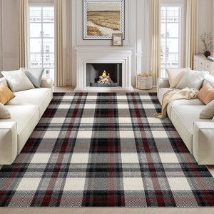 Modern Washable Area Rug, Geometric Pattern Throw Carpet with Non Slip Backing, Stain Resistant Floor Cover for Living Room - 1 of 4