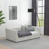 Twin Size Velvet Upholstered Daybed with Tufting, Button Accents, and Copper Nailhead Trim on Waved Arms - 4 of 4