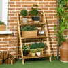 Outsunny Outdoor Plant Stand, Foldable Flower Stand 3-Tier Wooden Plant Shelf for Garden Indoor Outdoor - 2 of 4