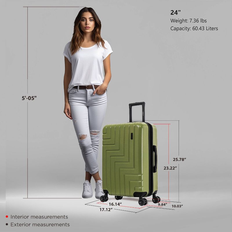 DUKAP Zahav Lightweight Hardside Medium Checked Spinner Suitcase - Green, 4 of 18