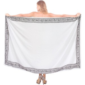LA LEELA Women's Sarong Bikini Skirt Cover up Swimwear Bathing suit Summer Wraps Swimsuit Beach Wrap Coverups for Women One Size White Solid - 1 of 3