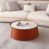 31.5" Marble Top with Saddle Leather and Iron Frame Mixed Media Coffee Table with No Assembly and Versatile Use - 3 of 4