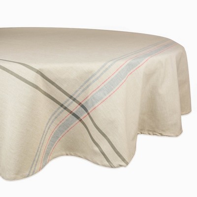 70"R Nautical French Stripe Tablecloth Gray - Design Imports