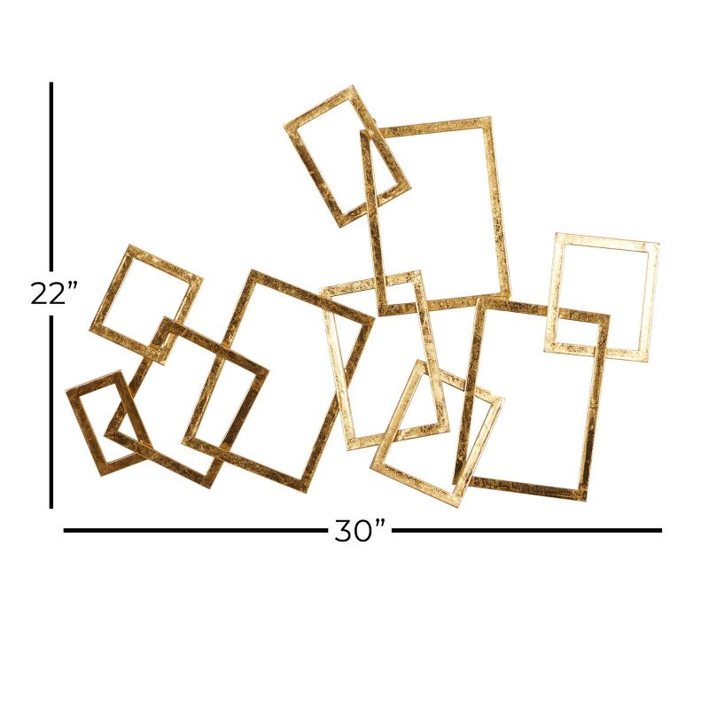 Metal Geometric Overlapping Rectangles Wall Decor Gold - CosmoLiving by Cosmopolitan, 4 of 16