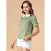 INSPIRE CHIC Women's Doll Collar Ruffled Short Sleeve Polka Dots Blouse - 4 of 4