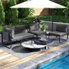 Tangkula Patio Loveseat w/ Removable Pillows & Seat Cushion Side Armrest Metal Frame - 3 of 4