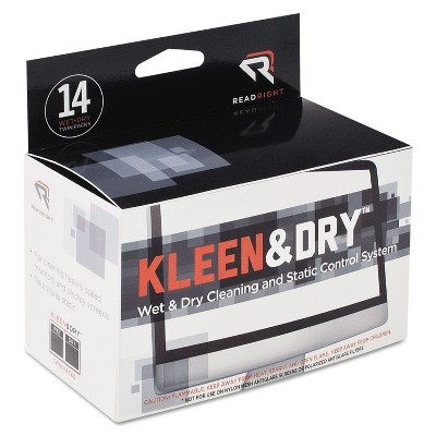 Read Right Two Step Screen Kleen Wet and Dry Cleaning Wipes 5 x 5 14/Box RR1205
