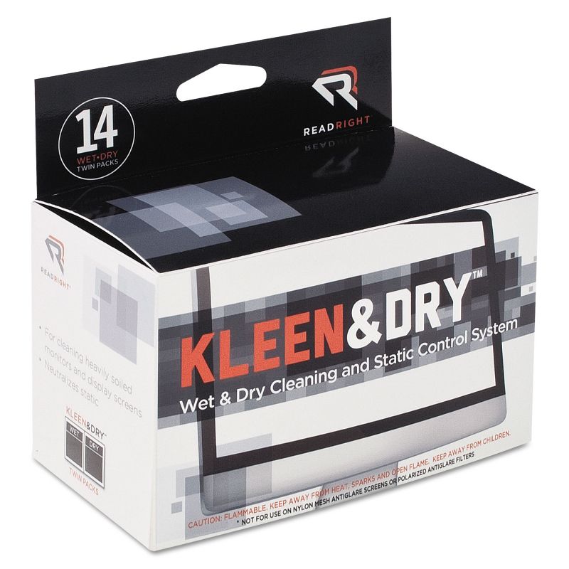 Read Right Two Step Screen Kleen Wet and Dry Cleaning Wipes 5 x 5 14/Box RR1205, 1 of 4