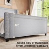Bed Frame with 58" Tall Headboard,Silver Plating Trim,Velvet Upholstered - 3 of 4