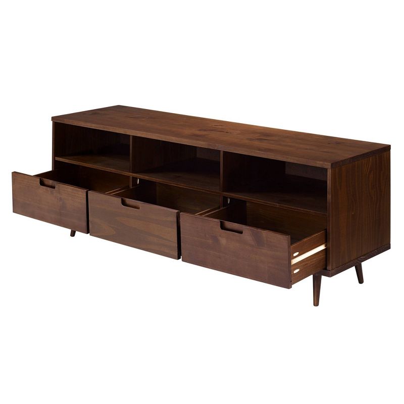 Cara 3 Drawer Mid-Century Modern 3 Drawer TV Stand for TVs up to 80" - Saracina Home, 4 of 24