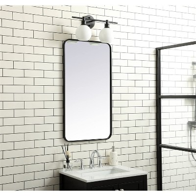 Contemporary Black Frameless Rectangular Wall Mirror 20x36 Inch