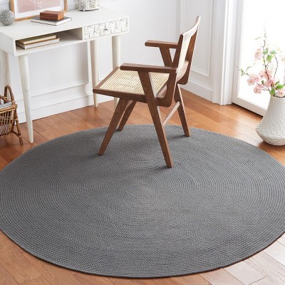 Gray Round Handwoven Reversible Braided Area Rug