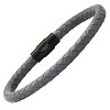 Steeltime Men's gray braided leather and black ip stainless steel magnetic clasp bracelet - 2 of 4