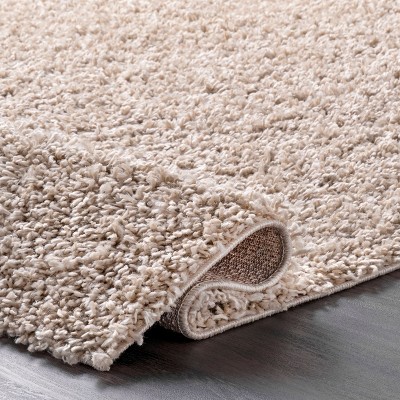 Plush Easy-Care Beige Shag Area Rug 5' x 7'