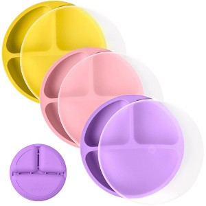 WeeSprout Silicone Plates with Lids for Babies & Toddlers (3 Pack) 100% Food-Grade Dishes for Self Feeding - 1 of 4