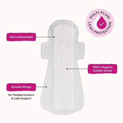 Honey Pot 100% Organic Cotton Cover Harmonizing Herbal Infusion Perimenopause Pads - 11ct
