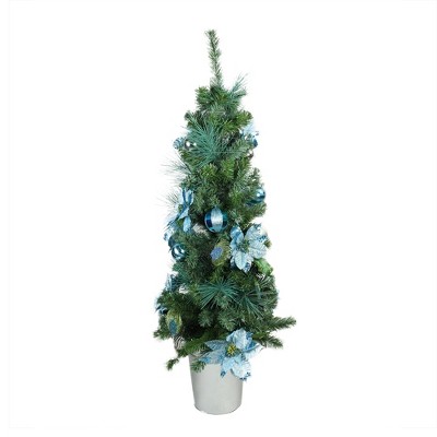  Northlight 4' Green Potted Two-Tone Pine Pencil Artificial Christmas Tree - Unlit 