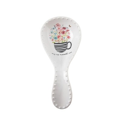 Transpac Dolomite 8.5 in. Off-White Spring Wrapped in Grace Spoon Rest