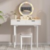 Vanity Desk, Dressing Table, 3 Color Lighting Modes, Vanity Desk Set  with Lighted Mirror, Soft Stool, for Women, Girls, White - 3 of 4