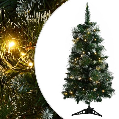 vidaXL 3 ft Green Artificial Christmas Tree with Stand and LEDs - PVC Construction, Round & Sharp Branch