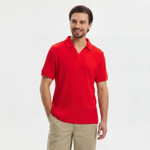 Мужские рубашки Goodfellow & Co Men's Short Sleeve Johnny Collar Polo Shirt - Goodfellow & Co™ Red S