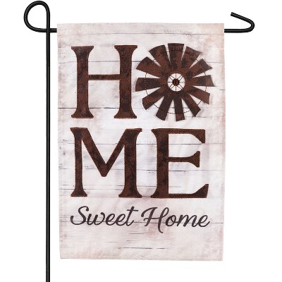 Evergreen Flag Windmill Home Sweet Home Garden Linen Flag