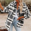 Women's Plaid Flannel Shirt Jacket, Button-Front Fleece Shacket with Chest Pockets - 4 of 4