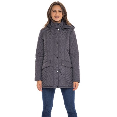 Women's Quilted Jacket with Detachable Hood - S.E.B. By SEBBY