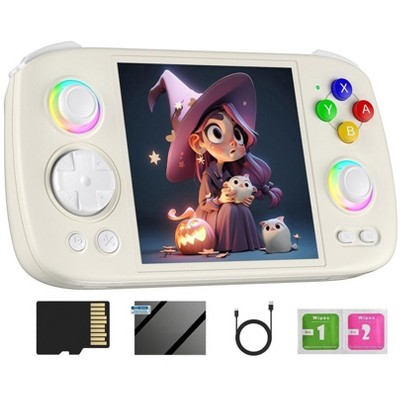 Voacle RG Cube Retro Handheld Game Console,Android 13 System Unisoc T820 Processor 3.95 Inch IPS Touch Screen 16 Million Color RGB Joystick(White)