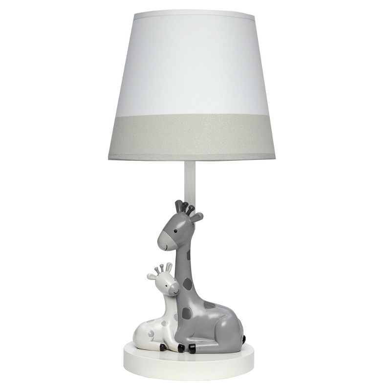 Lambs & Ivy Jungle Friends White/Gray Giraffe Nursery Lamp with Shade & Bulb, 1 of 6