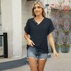 Clearlove Women's Tops and Blouses Spring Summer Button Hooded Loose Short Sleeve Long Undershirt - 3 of 4