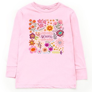 The Juniper Shop Happiness Blooms From Within Youth Long Sleeve Tee - L - Pink - 1 of 4