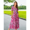 Seta T Women's Floral Short Flutter Sleeve V Neck Smocked High Waist Flowy Maxi Dress - 4 of 4