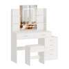 Vanity Desk with Mirror, LED Lights, Power Outlet, Makeup Table with 6 Drawers, 6 Storage Shelves & Stool for Bedroom - 2 of 4