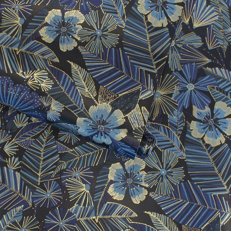 Tempaper Metallic Bloom Beautiful Blue Peel and Stick Wallpaper, 5 of 6