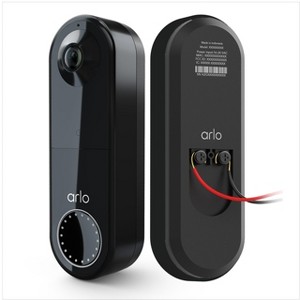 Arlo Essential Wired Video Doorbell - HD Video, 180° View, Night Vision, 2 Way Audio, Black - AVD1001B - 1 of 4