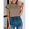 Coolmee Women's Cap Sleeve Crop Tops Summer High Neck Contrast Color Sweater Vest Ribbed Knit Sleeveless Tank Top - 2 of 4