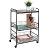 Honey-Can-Do 3 Tier Kitchen Cart with Pull-Out Baskets: Black Steel Frame, MDF Surface, Kitchen Island with Wheels - 3 of 4