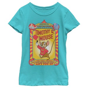 Girl's Dumbo Timothy Q. Mouse Circus Poster T-Shirt - 1 of 4
