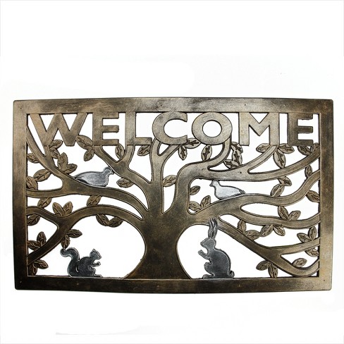 Northlight Bronze Colored Tree With Animals Welcome Doormat 30 X
