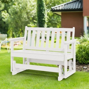 HYLEORY Outdoor Glider Rocking Chair,2 Person Bench Swings for Outside,HDPE All-Weather Resistant 2-Person Loveseat, Patio Glider for Garden Porch - 1 of 4