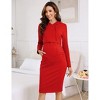 BLUEMING Hoodie Maternity Dress Hooded Sweat Dress with Front Pockets Raglan Sweatdress Stripe Midi Dress - 3 of 4