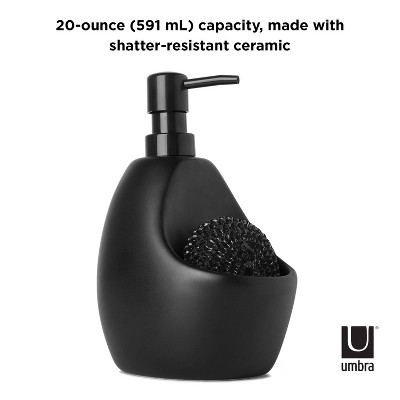 Black Stainless Steel Soap Dispenser with Scrubby Caddy