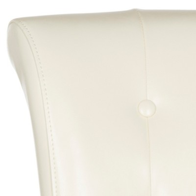 Espresso Birchwood and Flat Cream Bicast Leather Counter Stool