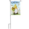 The Lakeside Collection Bee Gnome Welcome Garden Flag with Metal Pole - 3 of 4