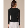 INSPIRE CHIC Women's Glitter Sheer Mesh Crew Neck Long Sleeve Button Decor Top - 4 of 4