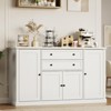 Farmhouse Coffee Bar Cabinet with Drawers, 58" Large Wood Sideboard Buffet Cabinet with Storage,White - 2 of 4