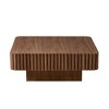 Oval/Square Coffee Table Minimalist Fluted Center Table Accent Table, Natural Ash/Walnut/Matt Black-ModernLuxe - 2 of 4