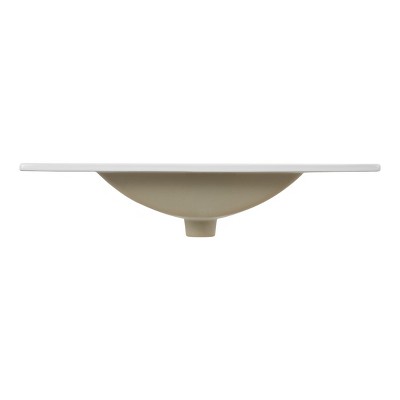 White Rectangular Ceramic Single Sink Vanity Top, 30"