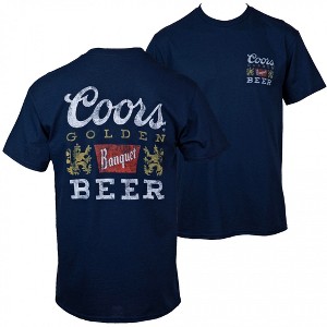 Mens Coors Banquet Logo Distressed Blue Colorway Front & Back Print T-Shirt - 1 of 4